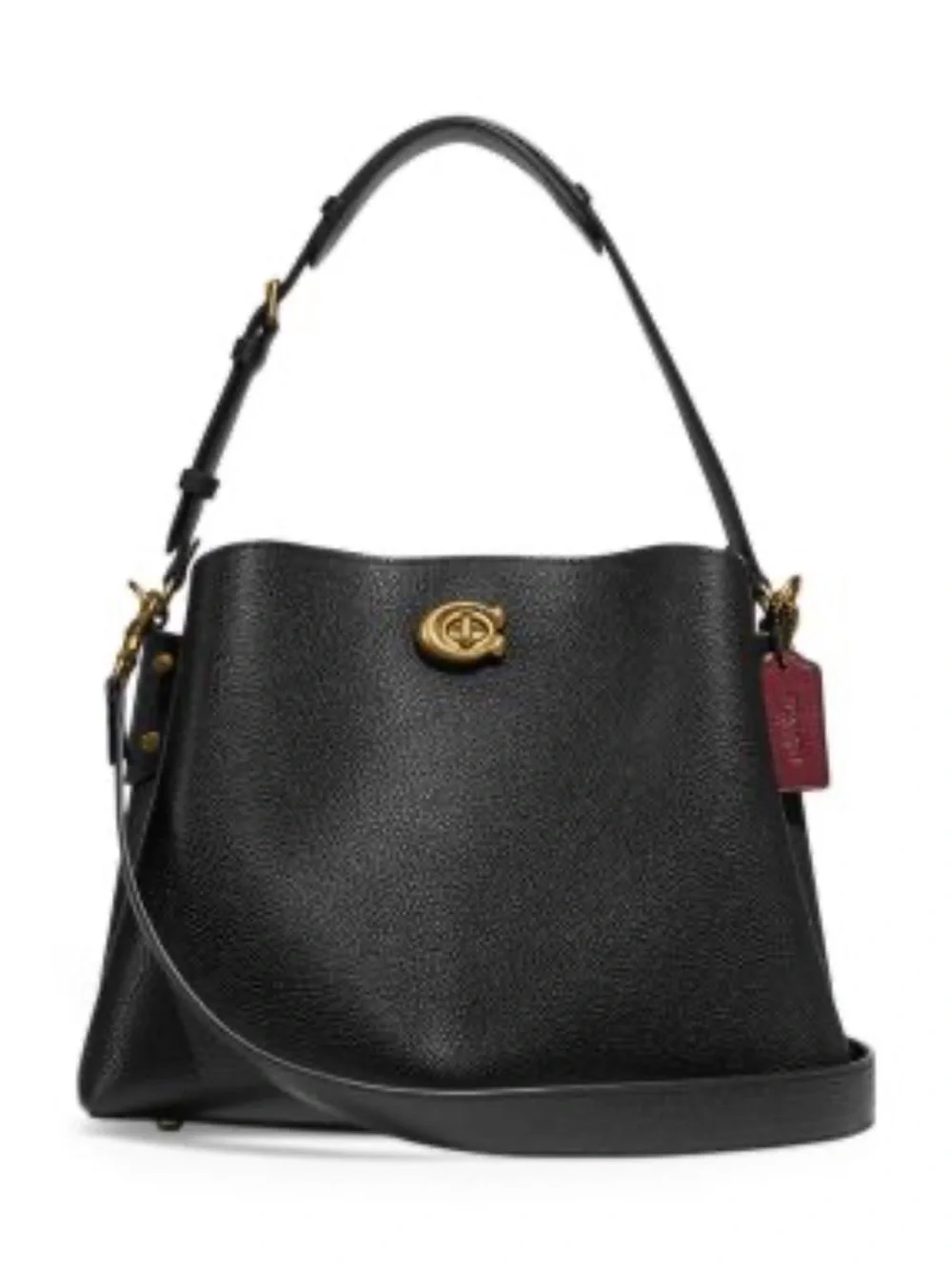 Coach willow Black Pebbled Leather Satchel with Gold-Tone Turnlock
